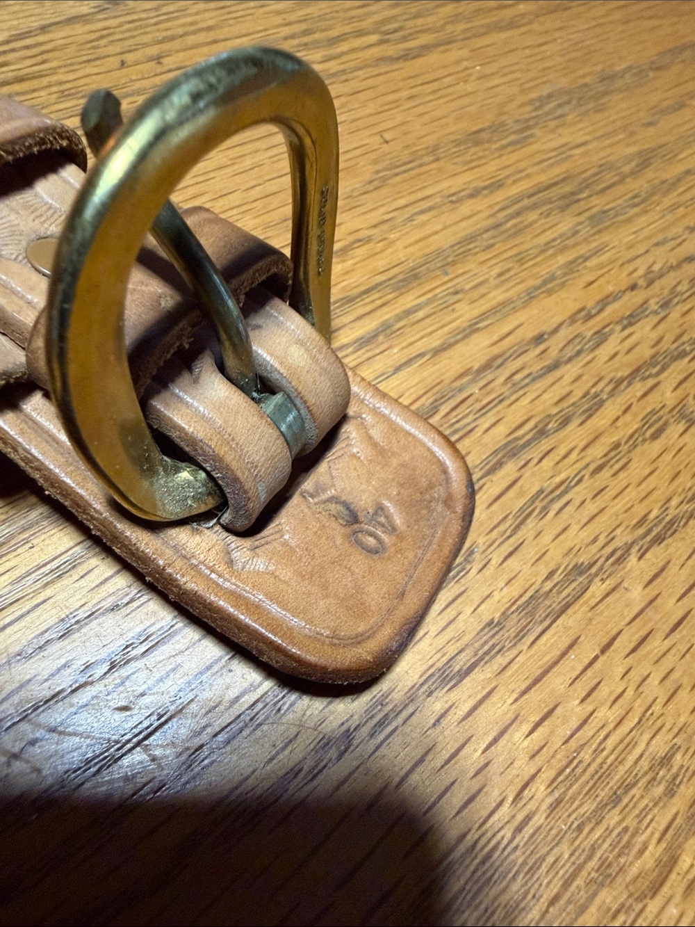 Eddie Bauer by Bianchi Tan Braided Leather Belt with Brass Buckle - Picture 3 of 7